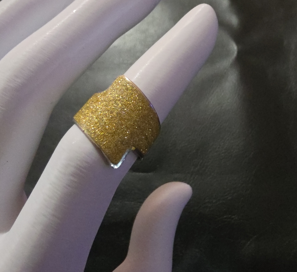 Gold Glitter Wide Band Ring - Women Jewelry